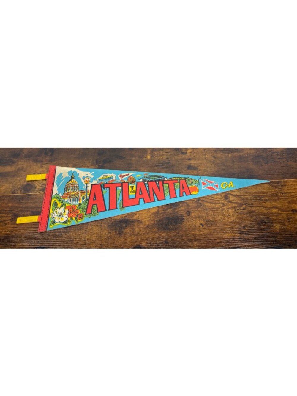 Vintage Atlanta GA Felt Souvenir Pennant With Colorful Graphics